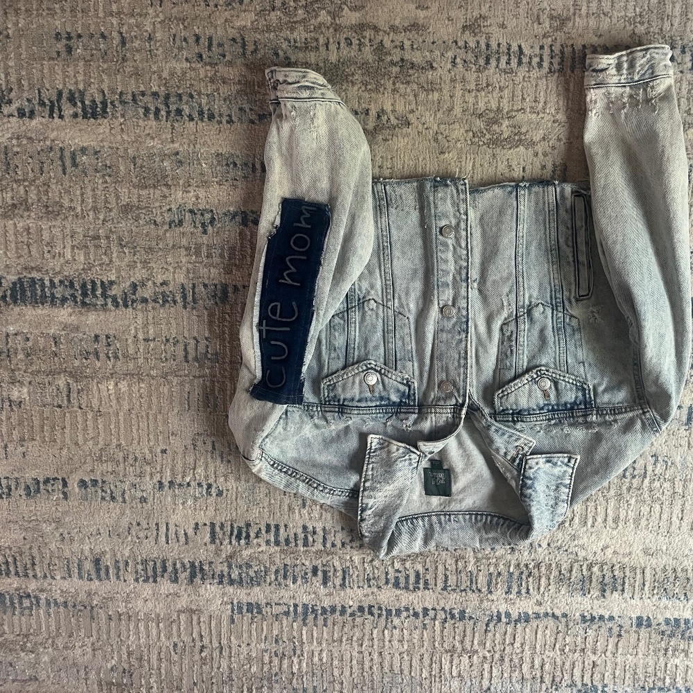 upcycled vintage jean jacket. artist created. one of a kind